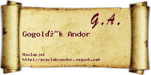 Gogolák Andor névjegykártya
